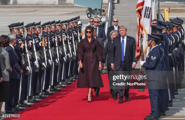 Nov 7, 2017-Osan, South Korea-U.S. President Donald Trum and First Lady Melania Trump Arrived Osan Military Airbase in Osan, South Korea. U.S....