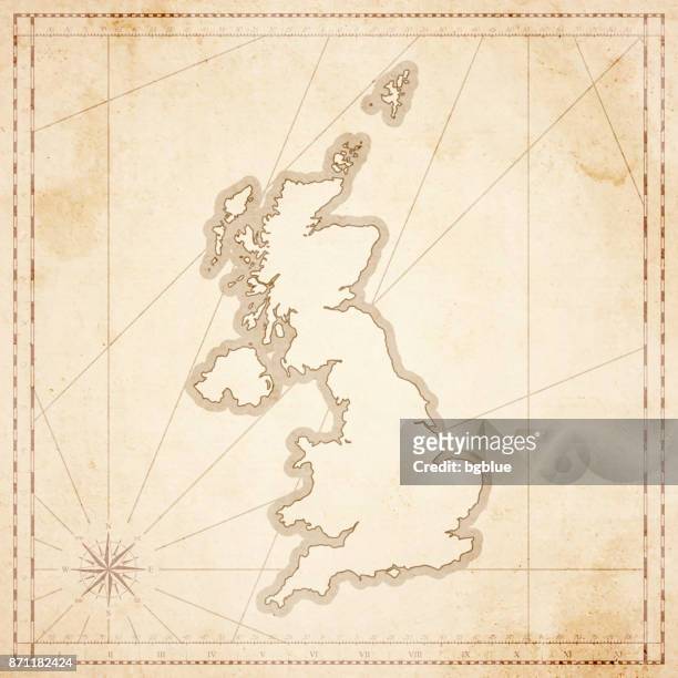 レトロなビンテージ スタイルの古いテクスチャ紙のイギリスの地図 - イングランド点のイラスト素材／クリップアート素材／マンガ素材／アイコン素材