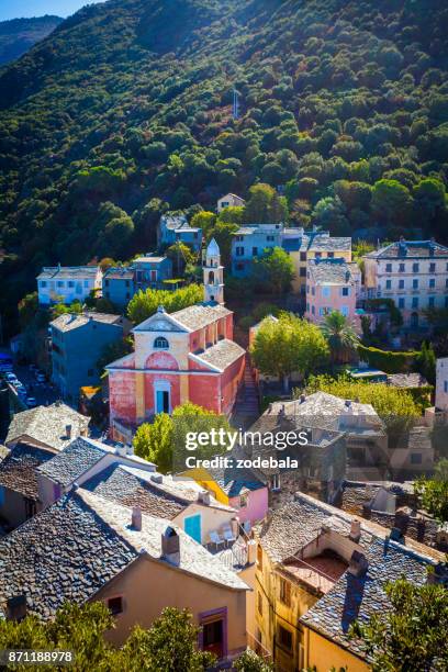 village of nonza in corsica - corsica france stock pictures, royalty-free photos & images