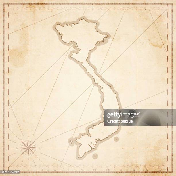 vietnam map in retro vintage style - old textured paper - vietnam map stock illustrations