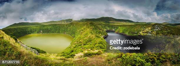 lakes in the island of flores, azores - flores stock pictures, royalty-free photos & images