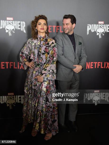 Actress Amber Rose Revah and actor Michael Nathanson attend the "Marvel's The Punisher" New York Premiere on November 6, 2017 in New York City.