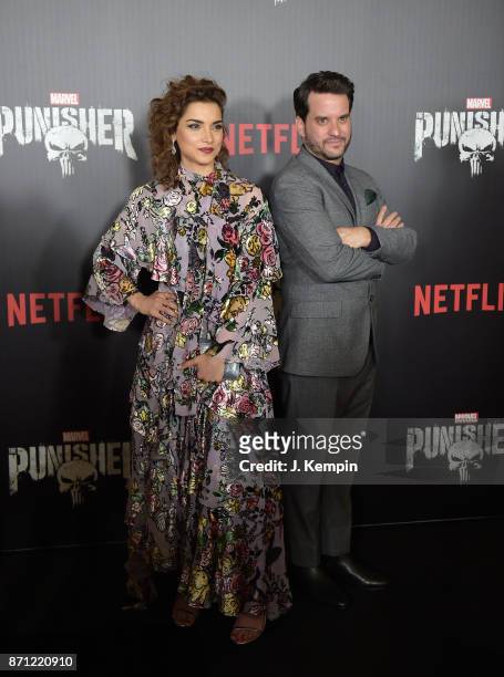 Actress Amber Rose Revah and actor Michael Nathanson attend the "Marvel's The Punisher" New York Premiere on November 6, 2017 in New York City.