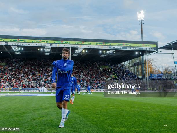 Jorge Andujar Moreno Coke of Schalke looks on prior the Bundesliga match between Sport-Club Freiburg and FC Schalke 04 at Schwarzwald-Stadion on...