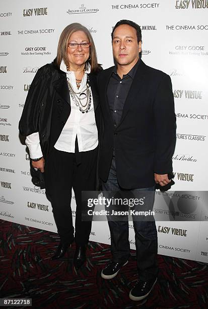 Senior Vice President IMG Fashion, Fern Mallis and designer Victor Alfaro attend a screening of "Easy Virtue" hosted by The Cinema Society and The...