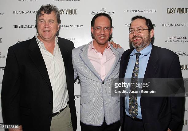The Cinema Society's Andrew Saffir with Co-Presidents and co-founders of Sony Pictures Classics Tom Bernard and Michael Barker at a screening of...
