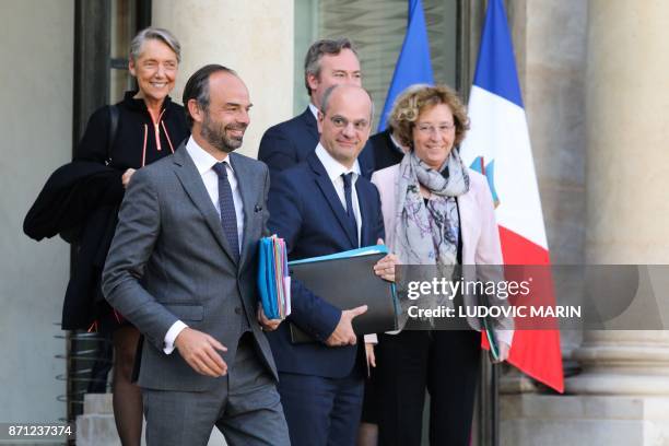 French Transports Minister Elisabeth Borne, French Prime Minister Edouard Philippe, French Junior Foreign Affairs Minister Jean-Baptiste Lemoyne ,...