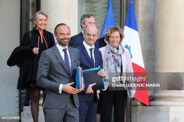 French Transports Minister Elisabeth Borne, French Prime Minister Edouard Philippe, French Junior Foreign Affairs Minister Jean-Baptiste Lemoyne ,...