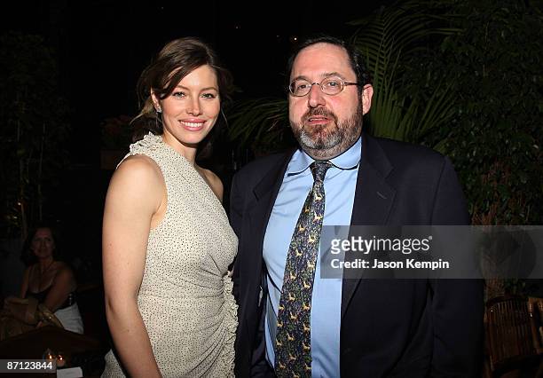Actress Jessica Biel and Michael Barker of Sony Pictures Classics attend an after party following a screening of "Easy Virtue" hosted by The Cinema...