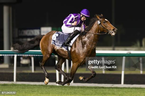 Joseph O'Brien riding St Nicholas Abbey wins the Dubai Sheema Classic Presented By Longines during the Dubai World Cup race day at the Meydan...