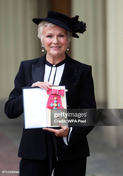 Dame Julie Walters poses after she was awarded a Damehood by Queen Elizabeth II at an Investiture ceremony at Buckingham Palace, on November 7, 2017...