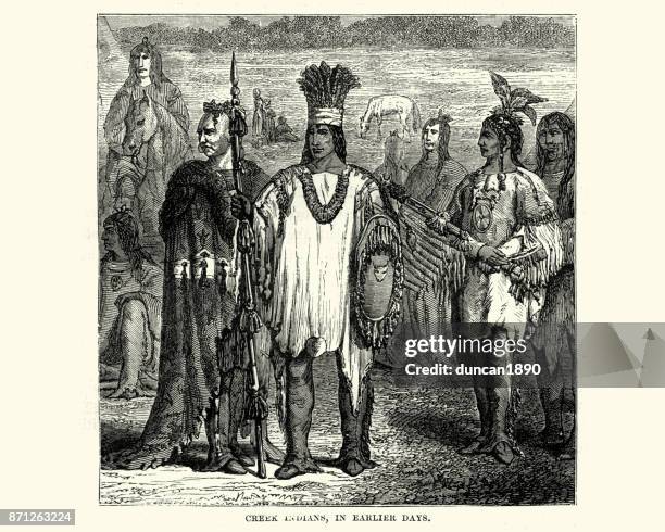 muscogee or creek native american, 19th century - muskogee oklahoma stock illustrations