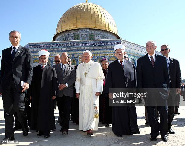 In this handout photo provided by the Israeli Press Office , Pope Benedict XVI visits Temple Mount on May 12, 2009 in Jersusalem, Israel. The Pontiff...