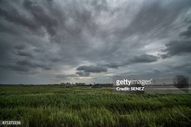 industry landscape - moody sky ストックフォトと画像