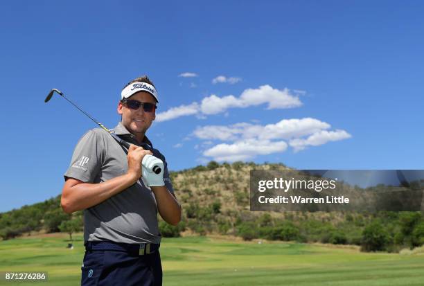 Ian Poulter of England poses of a picture on the range at the Lost City ahead of the Nedbank Golf Challenge at Gary Player CC on November 7, 2017 in...