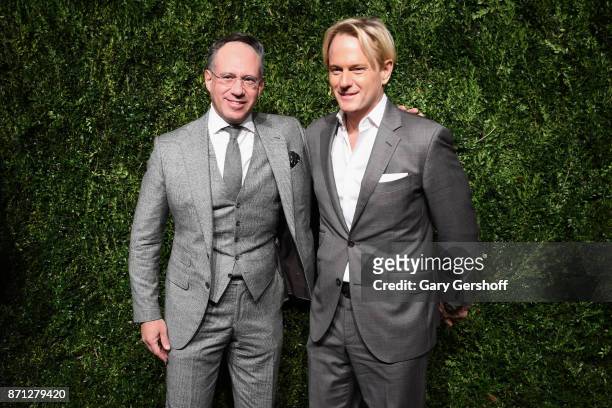 Andrew Saffir and Daniel Benedict attend the 14th Annual CFDA/Vogue Fashion Fund Awards at Weylin B. Seymour's on November 6, 2017 in the Brooklyn...