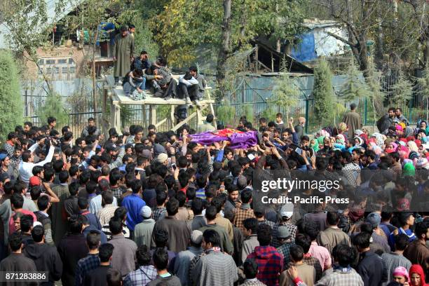 Funeral processions of slain Kashmiri Rebel Waseem Ahmed alias Waseem Tiger, a Jaish-e-Muhammed rebel and a resident of Drubgam in south Kashmirs...