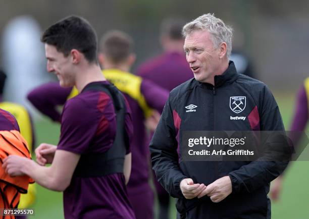 David Moyes the new West Ham United manager during a team training session at Rush Green on November 7, 2017 in Romford, England.