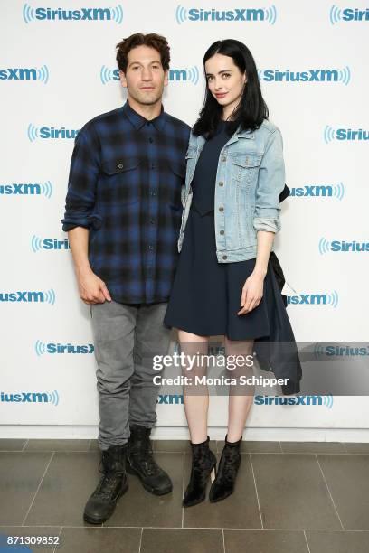 Actors Jon Bernthal and Krysten Ritter visit SiriusXM Studios on November 7, 2017 in New York City.