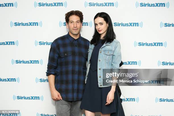 Actors Jon Bernthal and Krysten Ritter visit SiriusXM Studios on November 7, 2017 in New York City.