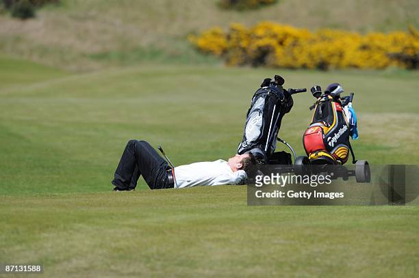 Competitor relaxes during the Glenmuir PGA Professional Championship - Regional Qualifier on May 12, 2009 in Gailes, Scotland.