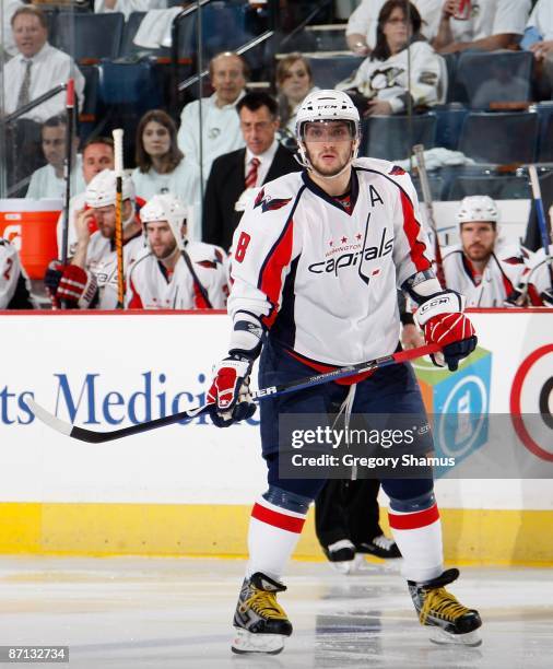 Alex Ovechkin of the Washington Capitals skates against the Pittsburgh Penguins during Game Six of the Eastern Conference Semifinals of the 2009...