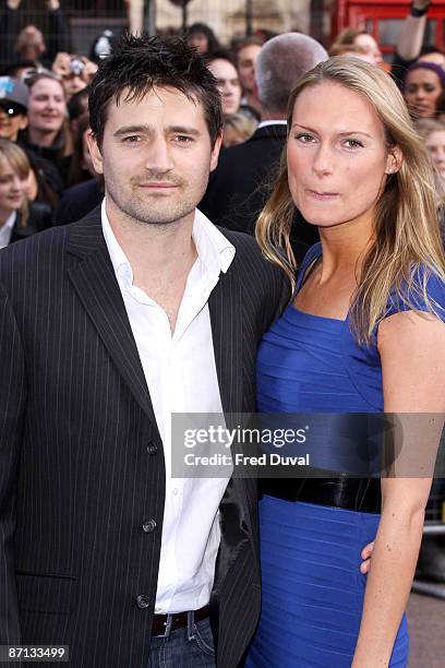 Tom Chambers and wife Clare Harding attend the world premiere of 'Night at the Museum 2' at Empire Leicester Square on May 12, 2009 in London,...