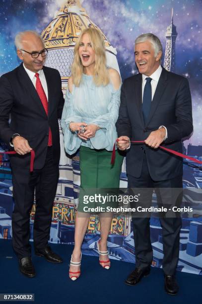 Of 'Printemps - LSA' Paolo De Cesare, actress Nicole Kidman and Deputy Chief Executive Officer of LVMH, Antonio Belloni attend the "Printemps"...