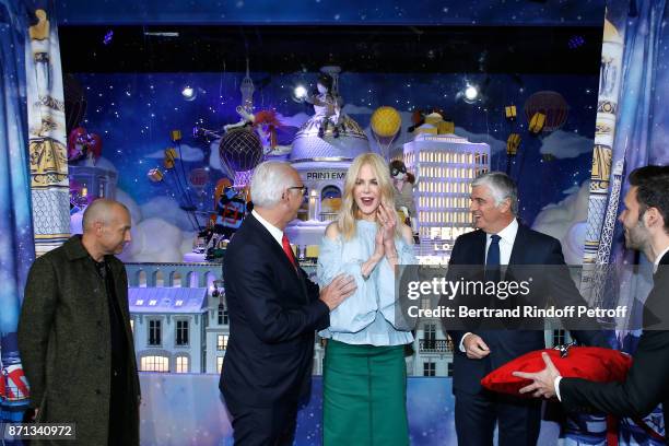 Artistic Director of 'Printemps', CEO of 'Printemps - LSA' Paolo De Cesare, actress Nicole Kidman and Deputy Chief Executive Officer of LVMH, Antonio...