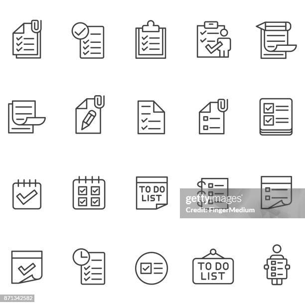 icon-set liste zu tun - antragsformular stock-grafiken, -clipart, -cartoons und -symbole