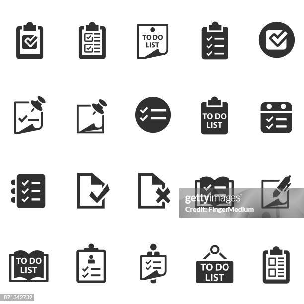 checkliste-icon-set - register icon stock-grafiken, -clipart, -cartoons und -symbole