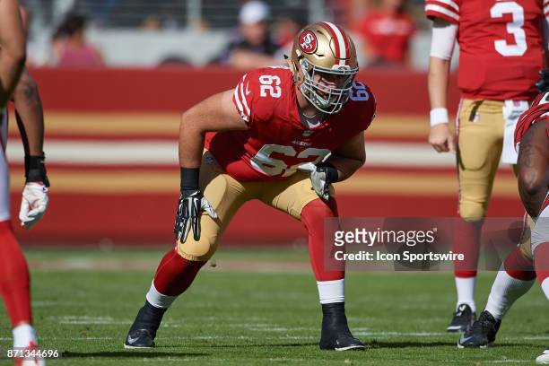 San Francisco 49ers offensive tackle Erik Magnuson gets ready block during an NFL game between the Arizona Cardinals and the San Francisco 49ers on...