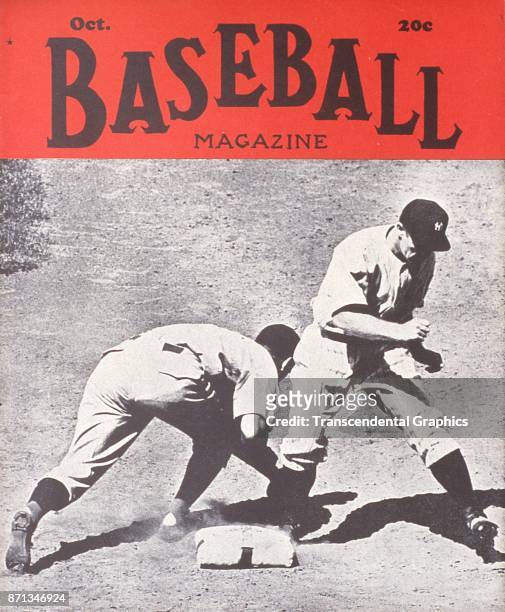 Baseball Magazine features a photograph of a play at first base, October 1939.
