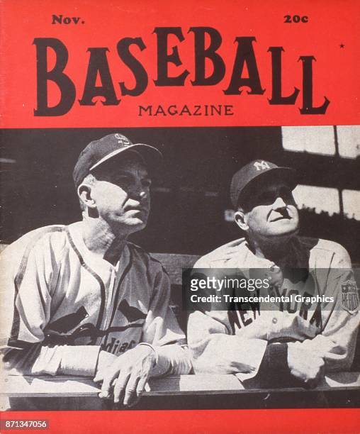 Baseball Magazine features a photograph of St Louis Cardinals coach Johnny Keane and New York Yankees manager Joe McCarthy , November 1939.