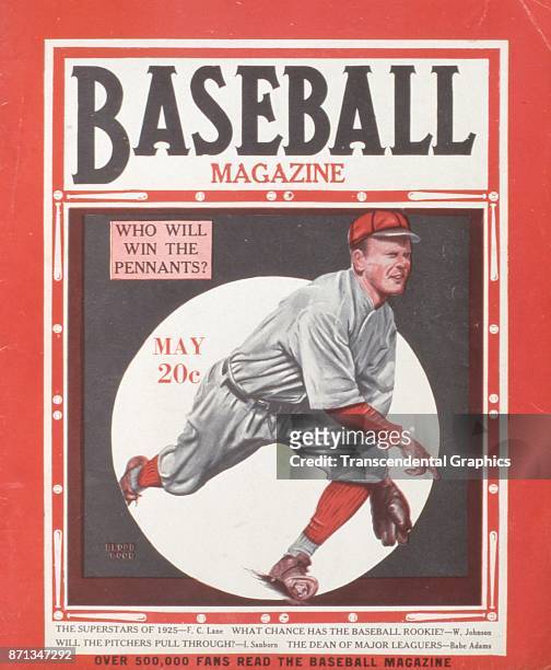 Baseball Magazine features an illustration of a fielder in action, May 1926.