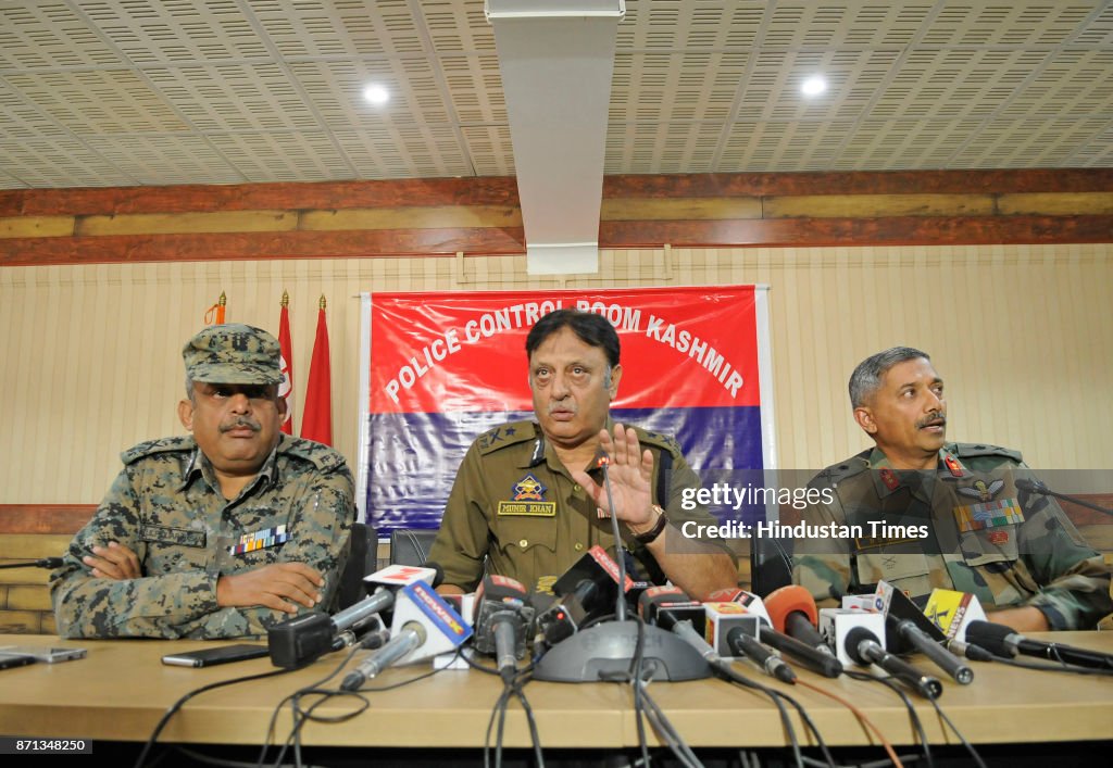 Azhar Rasheed Inspector General of Police Muneer Khan addresses during a joint ...