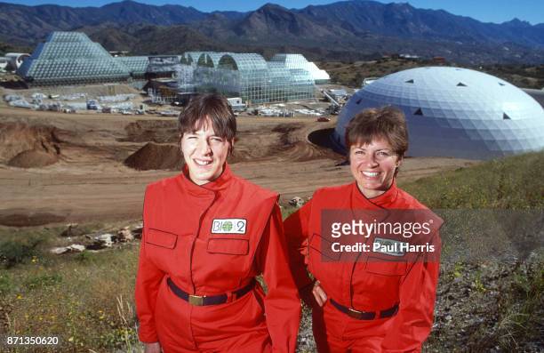 English girls, Sally Silverstone and Jayne Poynter at the Biosphere 2 is an Earth systems science research facility located in Oracle, Arizona. It...
