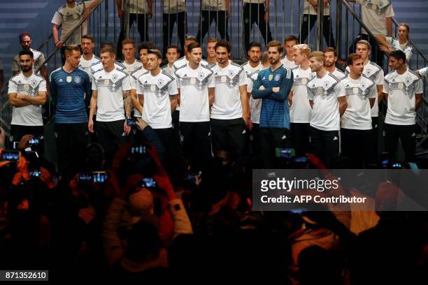German national football team's members forward Timo Werner , goalkeeper Kevin Trapp , defender Mats Hummels , midfielder Julian Draxler , midfielder...