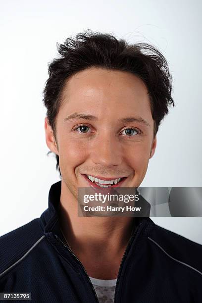 Figure skater Johnny Weir poses for a portrait during the NBC/USOC Promotional Photo Shoot on May 12, 2009 at Smashbox Studios in Los Angeles,...