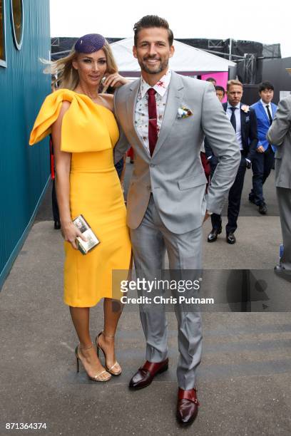 Anna Heinrich and Tim Robards arrive at the Melbourne Cup Carnival on November 7, 2017 in Melbourne, Australia. PHOTOGRAPH BY Chris Putnam / Future...