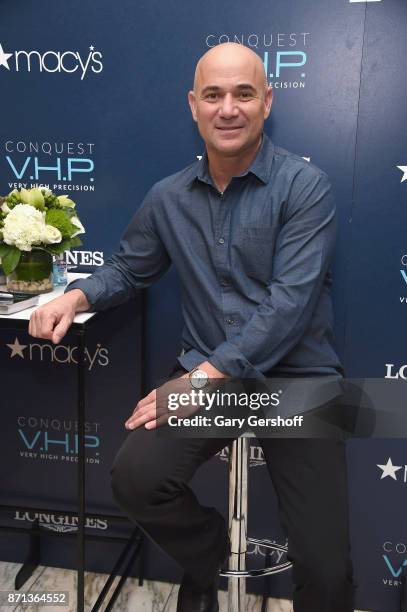 Andre Agassi attends the launch of Longines Master Collection Watch at Macy's Herald Square on November 7, 2017 in New York City.