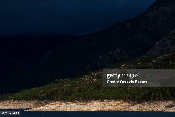 General view of Vilarinho das Furnas with the low water level on November 7, 2017 in Terras de Bouro, Portugal. In 1972 the 2000 year old village of...