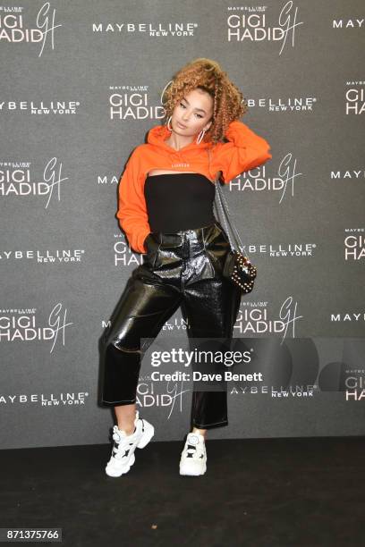 Ella Eyre attends a party hosted by Gigi Hadid to launch her new limited-edition Maybelline collection on November 7, 2017 in London, England.