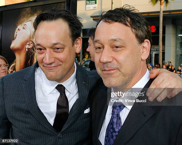 Ted Raimi and brother, director Sam Raimi attend the premiere of the film "Drag Me To Hell" on May 12, 2009 at the Mann's Chinese Theatre in...