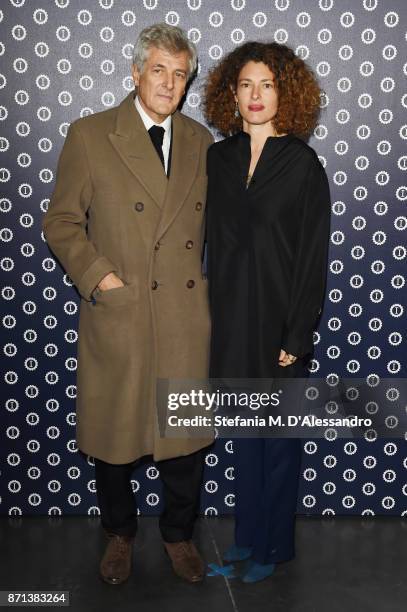 Alain Elkann and Ginevra Elkann attend Opening Garage Italia Milano on November 7, 2017 in Milan, Italy.