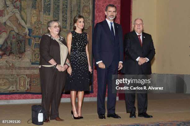Israeli President Reuven Rivlin and wife Nechama Rivlin offer a reception in honour of King Felipe VI of Spain and Queen Letizia of Spain at El Pardo...
