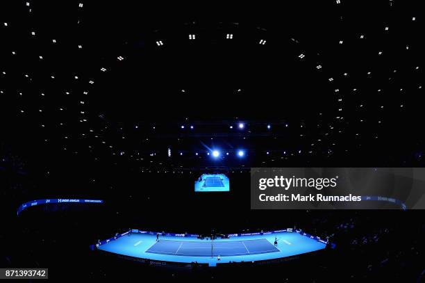 General view inside the arena during the match between Roger Federer and Andy Murray during Andy Murray Live at The Hydro on November 7, 2017 in...