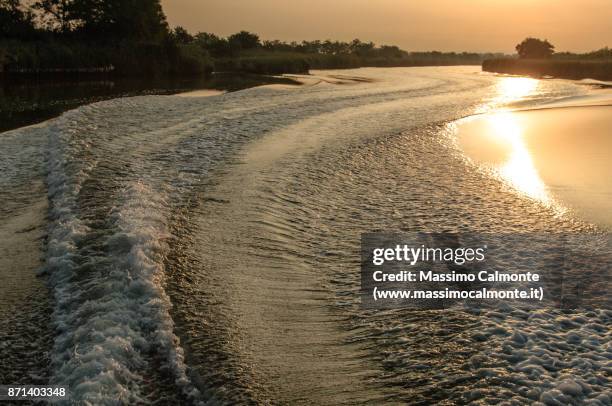 speedboat trail - bibione stock pictures, royalty-free photos & images