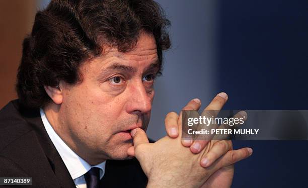 Federal Councillor of The Italian Rugby Federation Andrea Rinaldo speaks with the media at the IRB headquarters in Dublin, Ireland, on May 13, 2009....