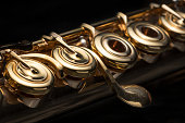 Details, keys of a golden flute